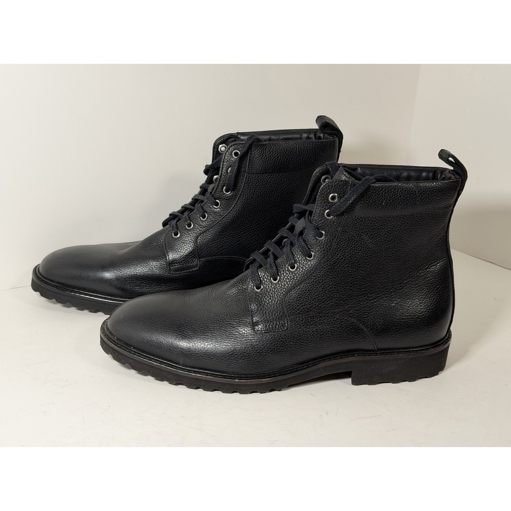 Donald Pliner, Jamestc Combat Leather Boots, Black, Size 10.5
